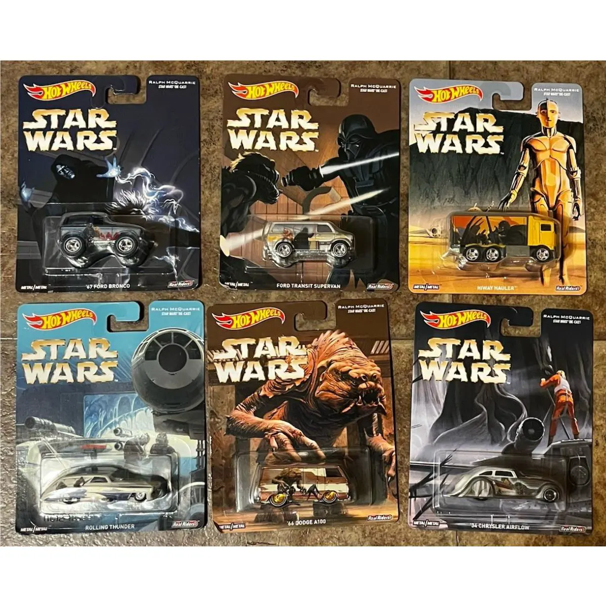 2016 Hot Wheels Star Wars Ralph Mcquarrie - Complete Set of 6 Die-cast Cars
