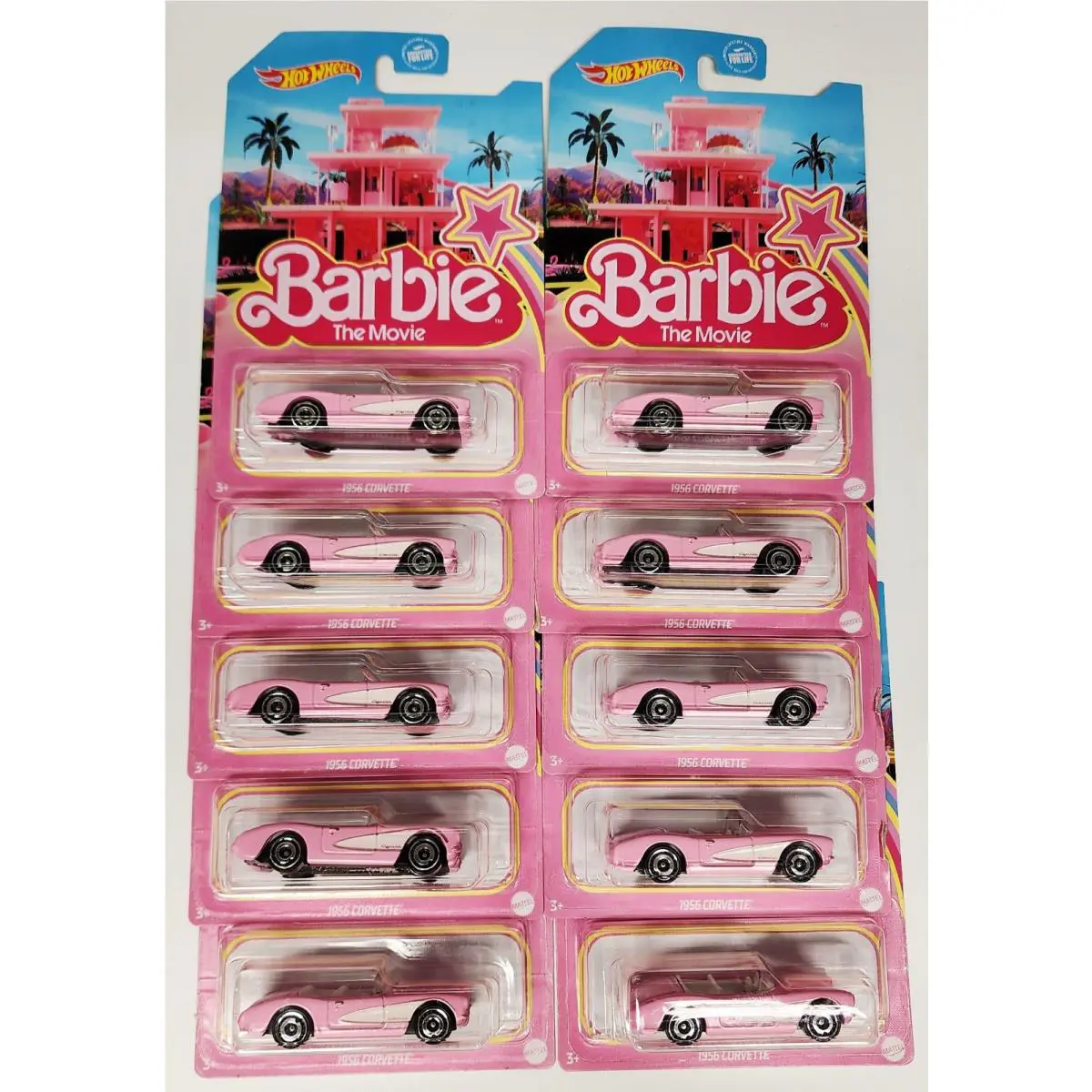 2023 Hot Wheels Barbie The Movie 1956 Corvette Pink Pack of 10