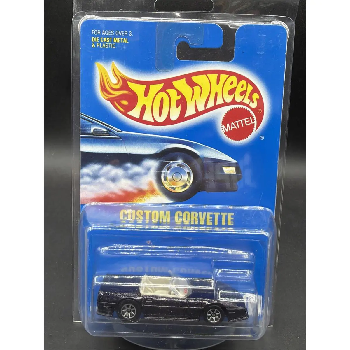 Ultra Rare 1991 Hot Wheels Blue Card 200 Dark Purple Custom Corvette 7 Spokes