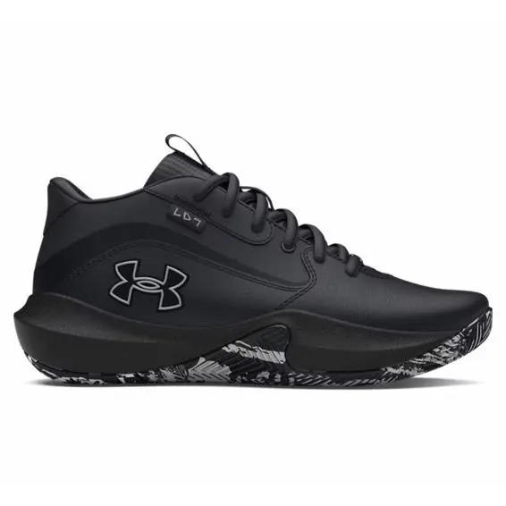 Under Armour Lockdown 7 Leather Comfort Basketball Sneaker Men`s 3028512-003 - Black/Black/Marbled