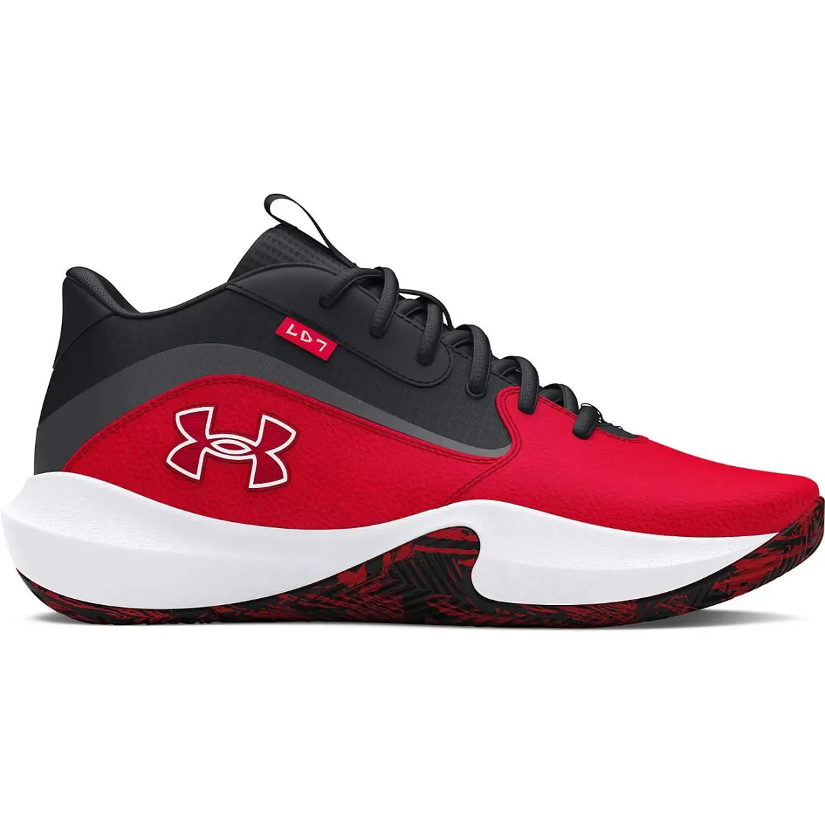 Under Armour Lockdown 7 Mid Leather Comfort Basketball Sneaker Men`s 3028512-600 - Red/Black