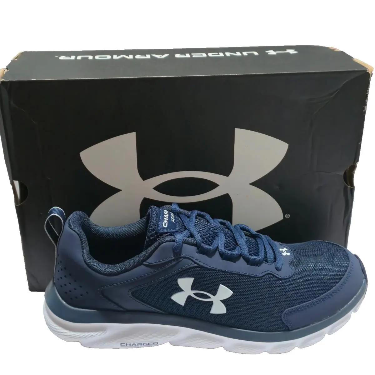 Under Armour Men`s UA Charged Assert 9 Running Shoes Sneakers Blue White Size 9