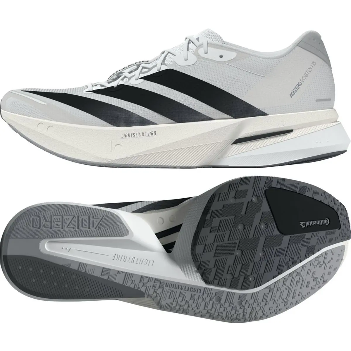 Adidas Mens Adizero Boston 13 Low Top Sneakers - Ftwwht / Cblack / Dshgry - White/Black/Dash Grey