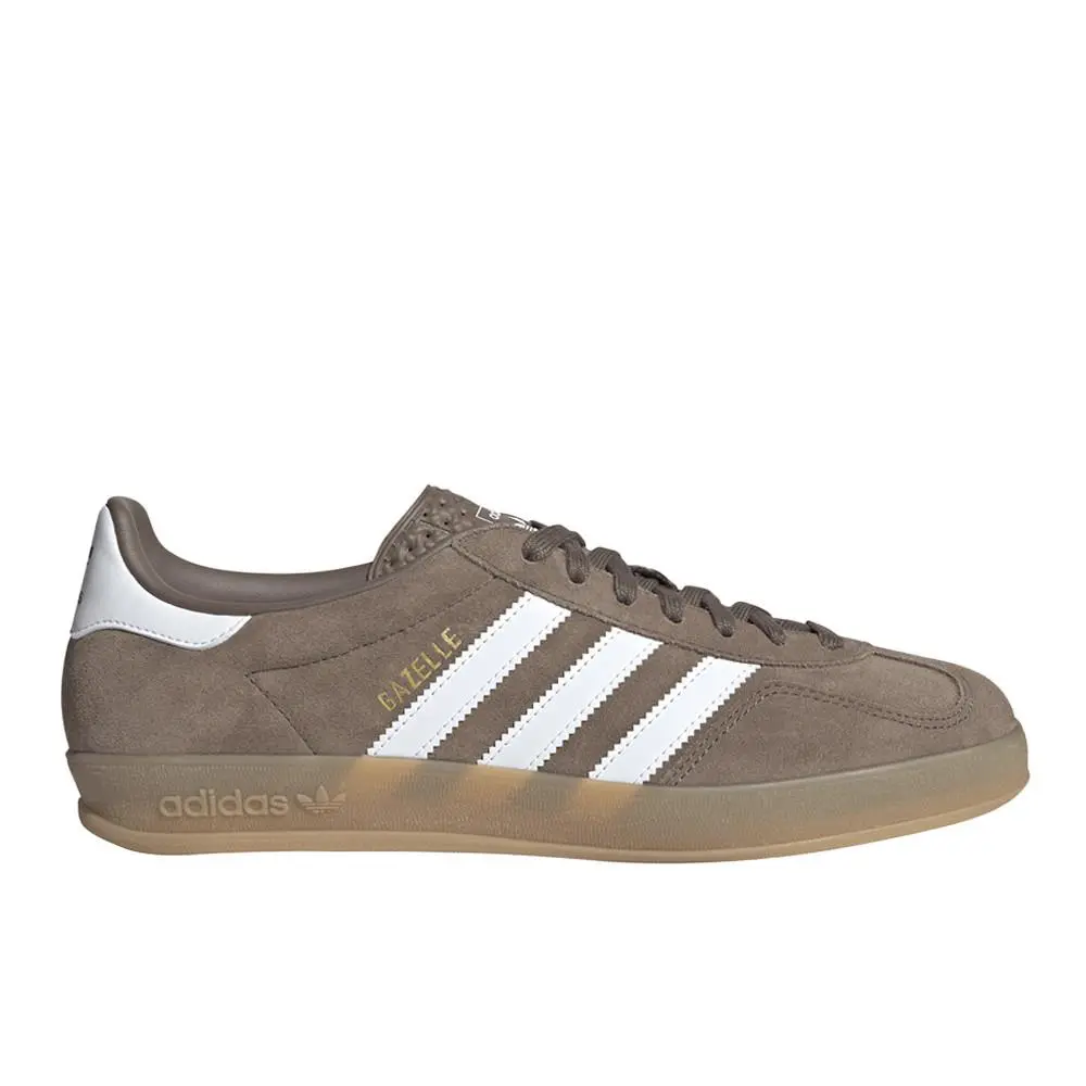 Adidas Gazelle Indoor Lace Up Mens Brown White Sneakers Casual Shoes JQ0175 - Brown, White