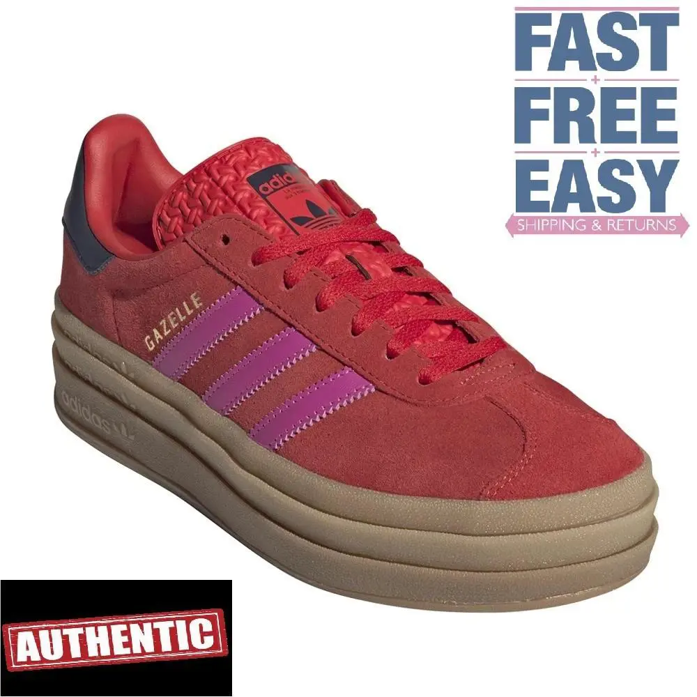 Adidas Gazelle Bold Womens Red Sneakers Casual Shoes JH9665 Size 7 7.5 and 8 - Red