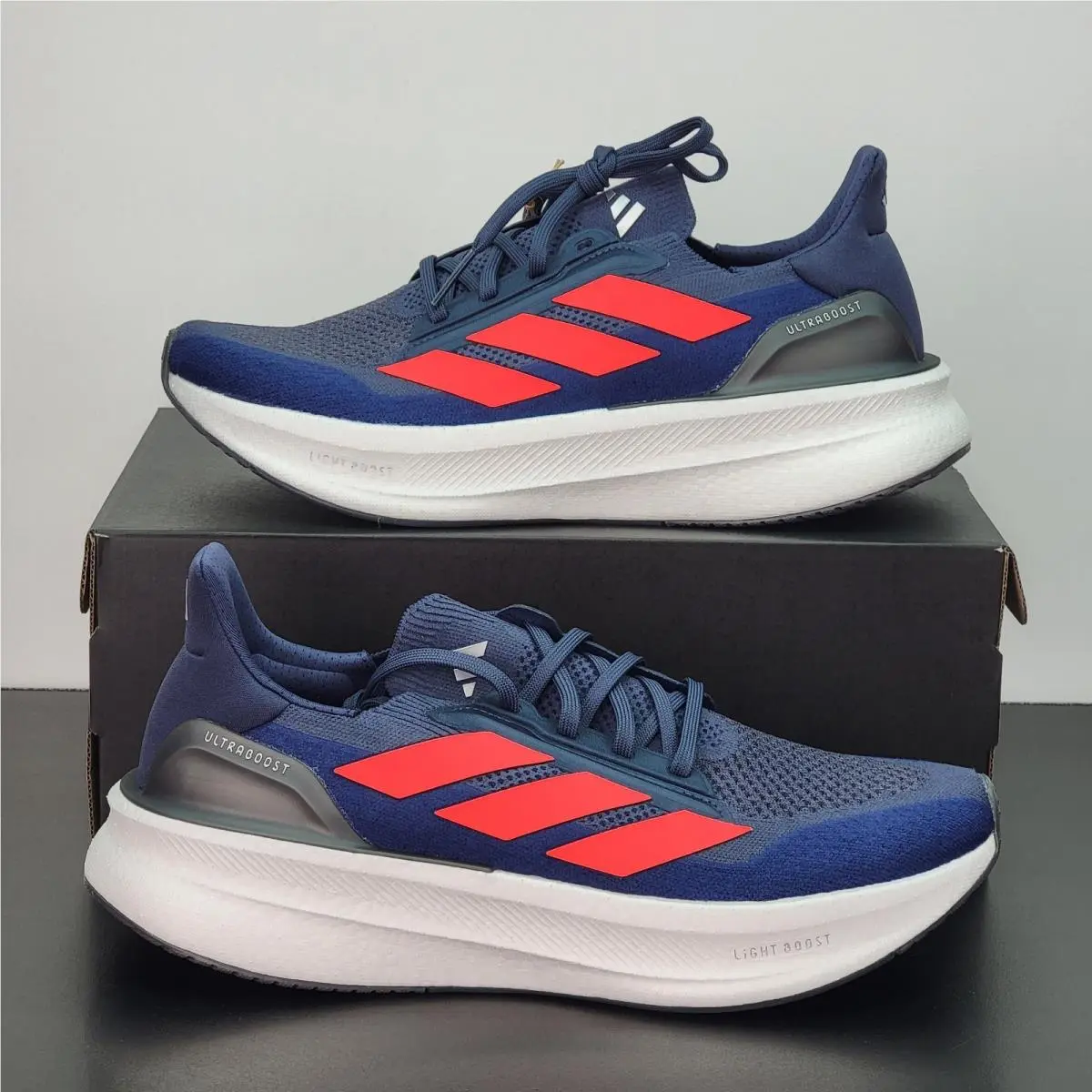 Adidas Ultraboost Men`s Size 11.5 Running Shoes Blue Red Athletic Sneakers