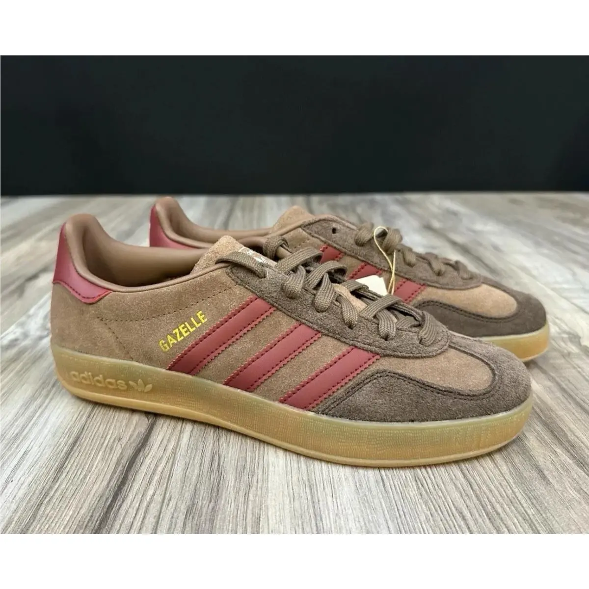 Adidas Originals Gazelle Indoor JQ8398 Brown Gum Suede Men`s Size 8 Retro