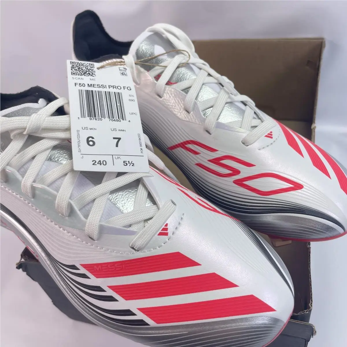 Adidas shoes - adidas F50 Messi Pro Firm Ground Soccer Cleats - JP7461 - White (UPC: 197620704675) 0