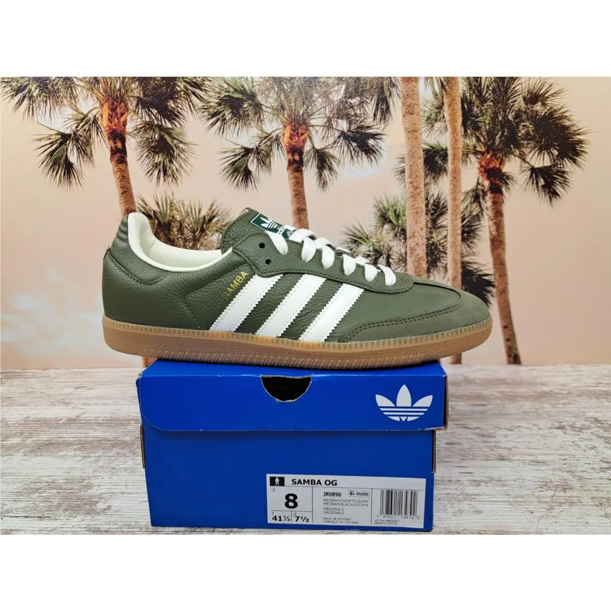 Adidas Samba OG Medium Raw Khaki Gum Olive Green Sneakers Men’s Size 8