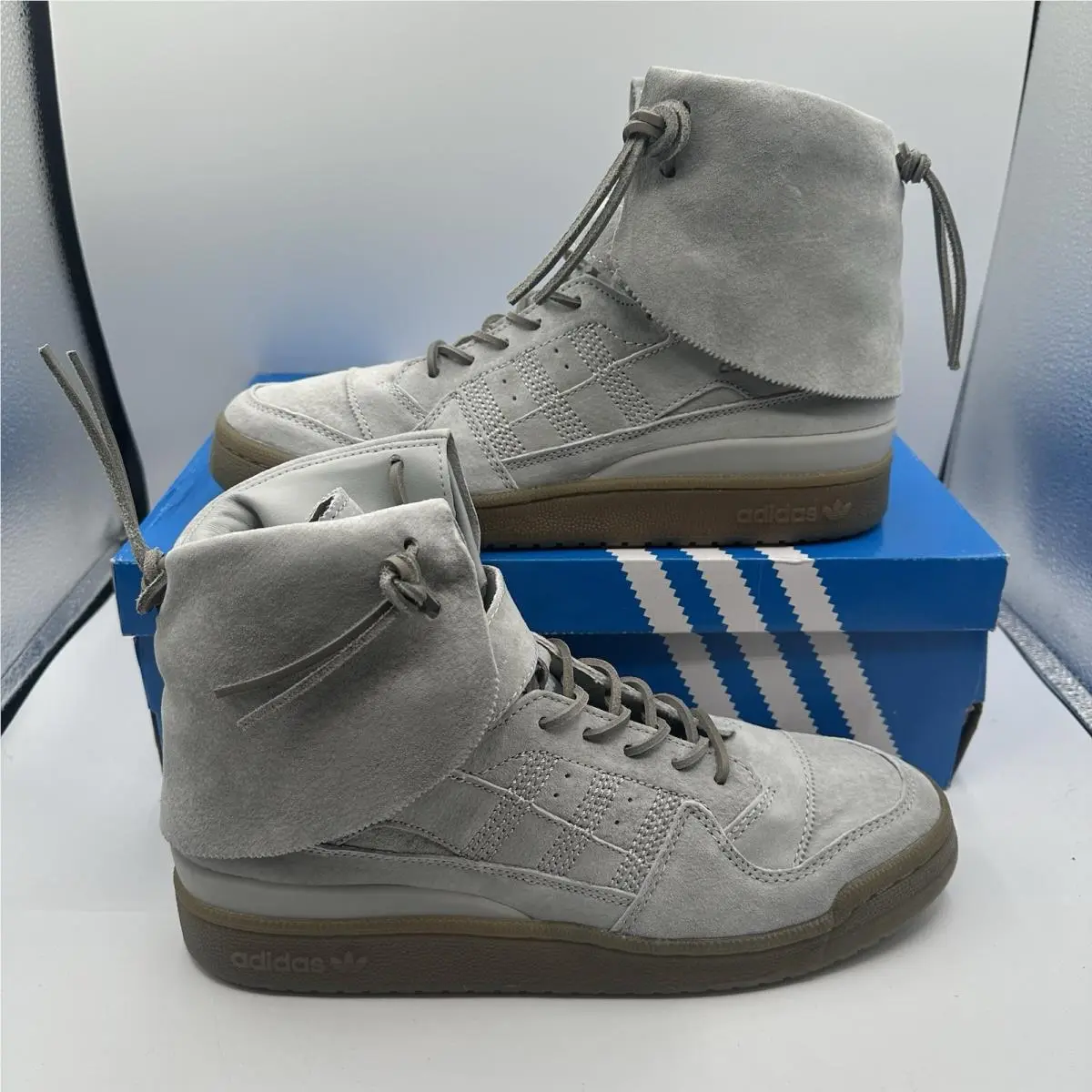 Adidas Forum Hi Moc Shoes Mens Sz 12 Stone Grey Clay Suede Sneakers B27682