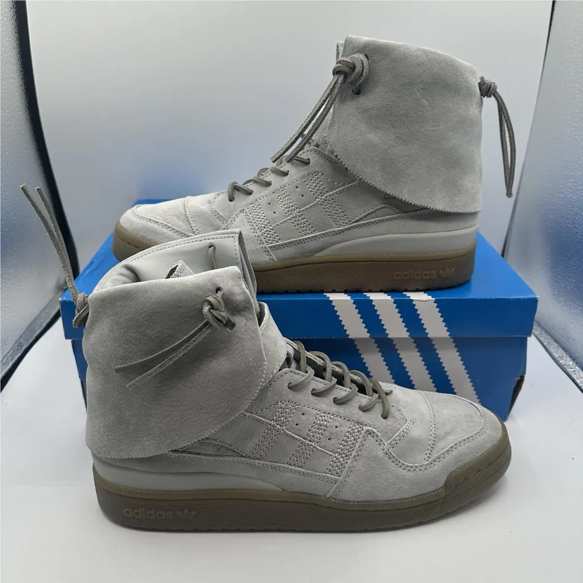 Adidas Forum Hi Moc Shoes Mens Sz 12 Stone Grey Clay Suede Sneakers B27682