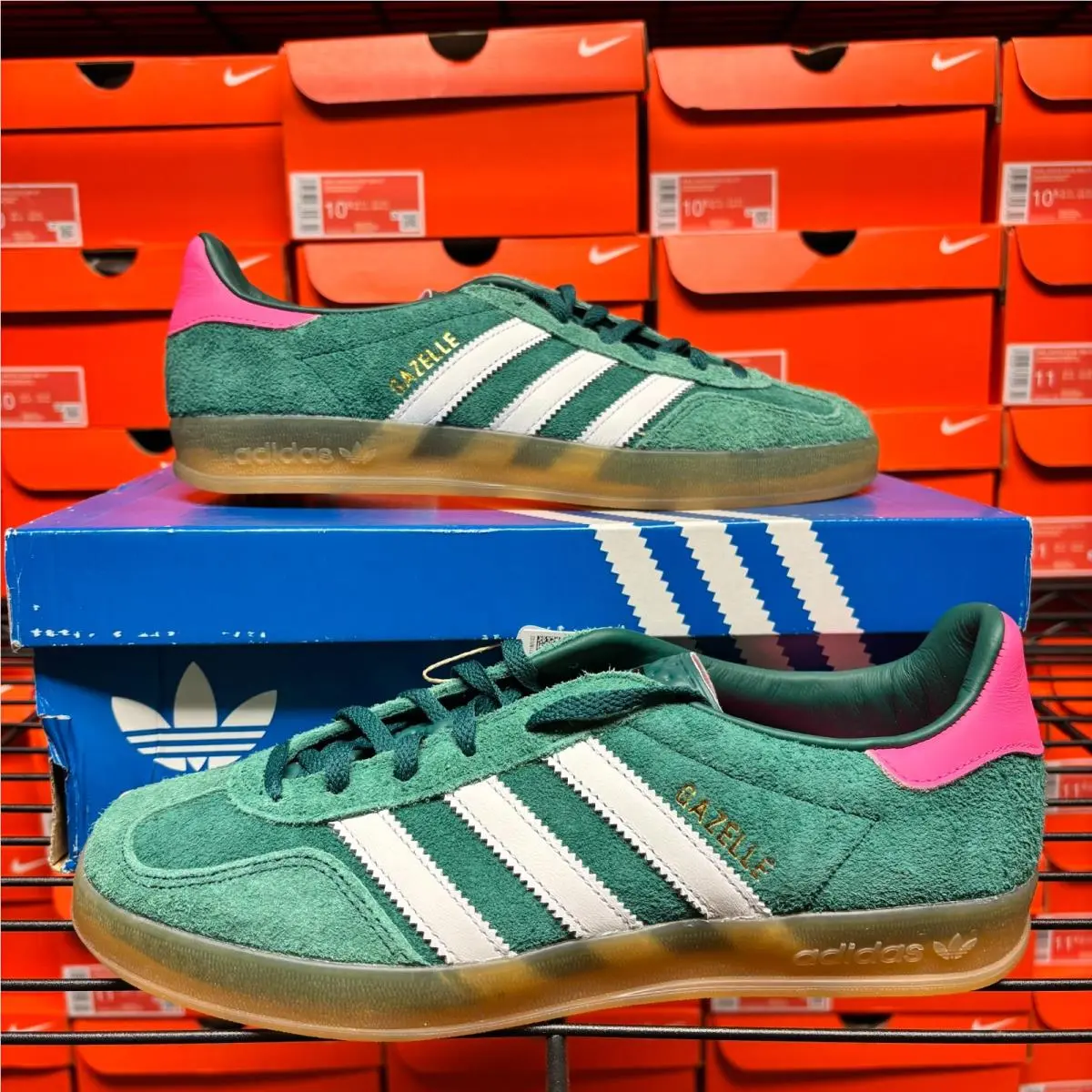 Adidas Gazelle Indoor Size 8 Women Collegiate Green Lucid Pink IG5929
