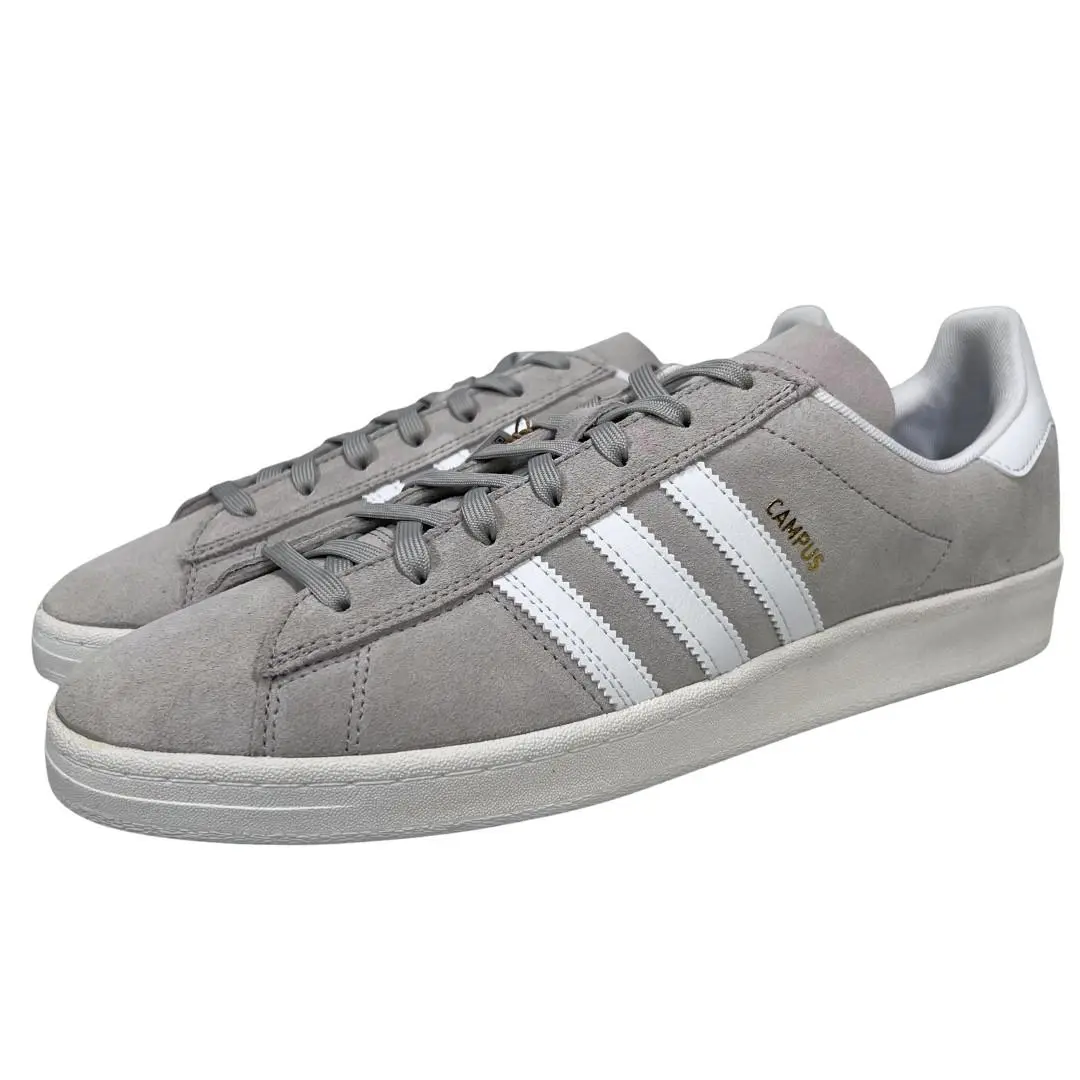 Adidas Men`s Campus Adv JP7541 Grey Two/ White/ Gold Size US 12.5 - Gray