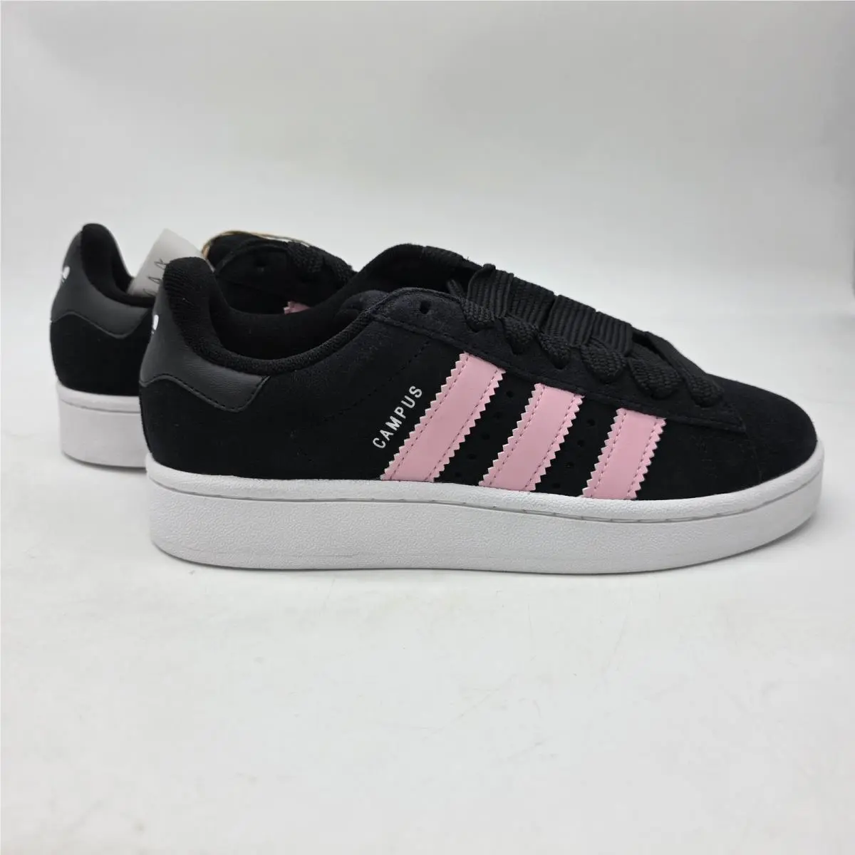 Adidas Campus Shoes Womens Size 5.5 Black Pink Suede Originals Sneakers Low Top