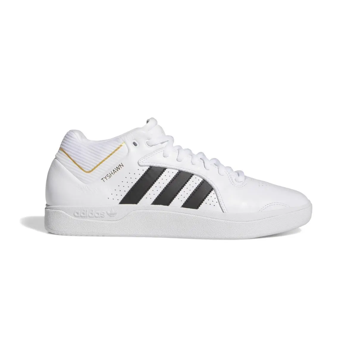 Adidas Men`s Tyshawn Remastered Skate Sneaker IF4625 White/ Black/ Gold Size 12