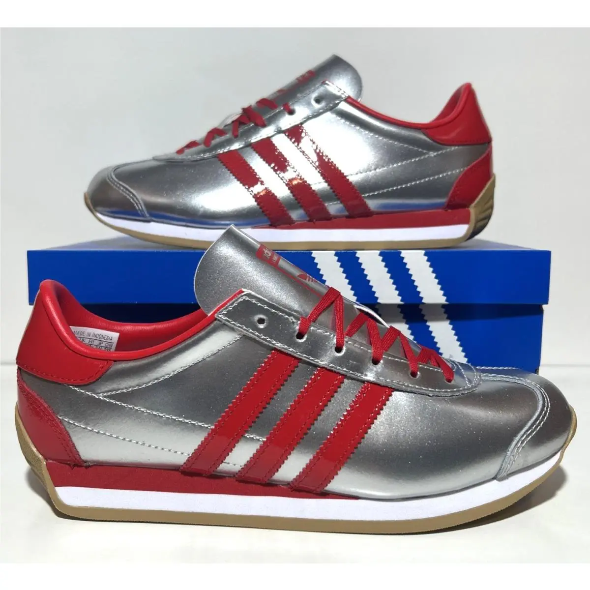 Adidas Country OG Women’s Size 7 Metallic Silver Red Athletic Edm Urban Fashion