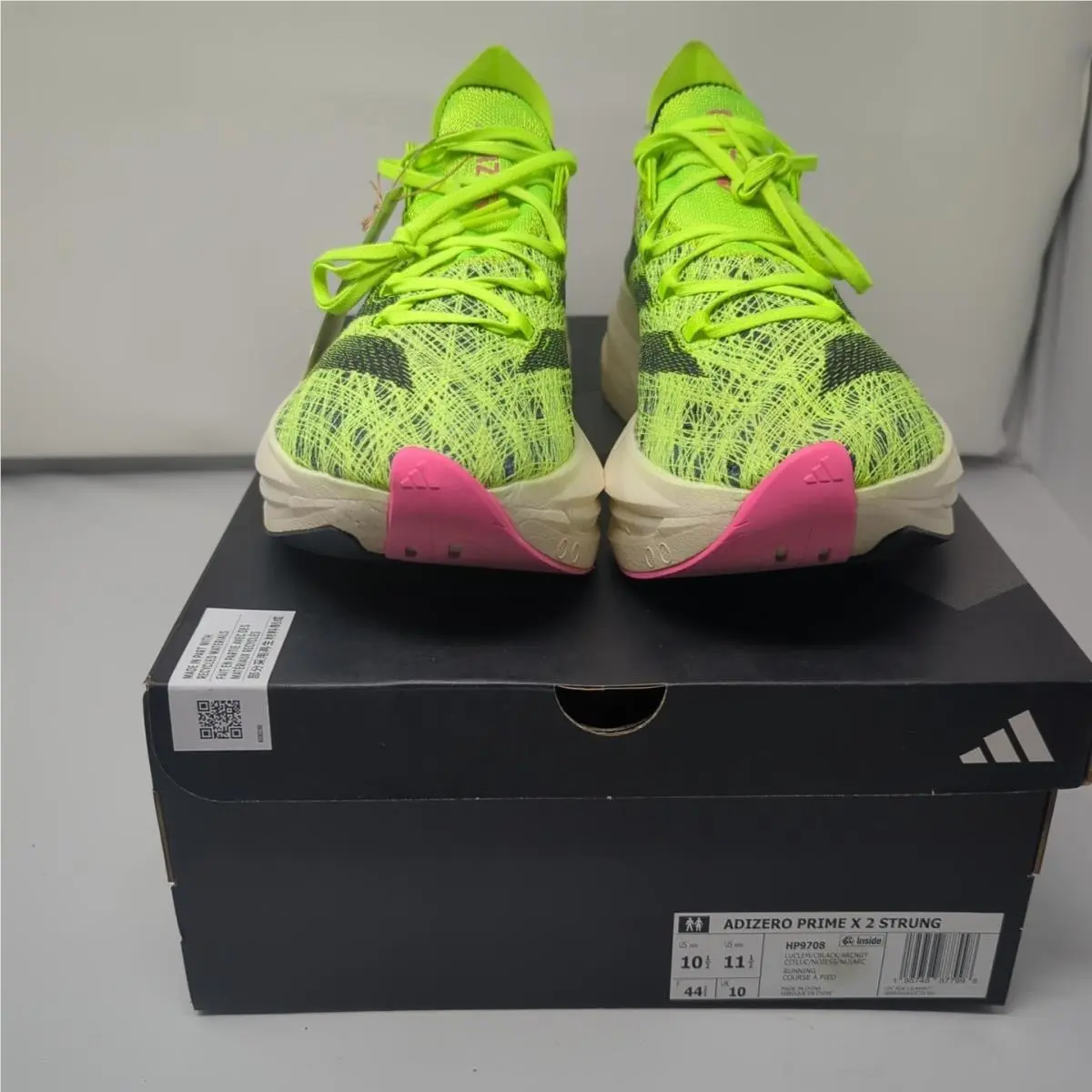 Adidas Adizero Prime X 2.0 Strung Lucid Lemon Men`s 10.5 Carbon Plate Super Shoe
