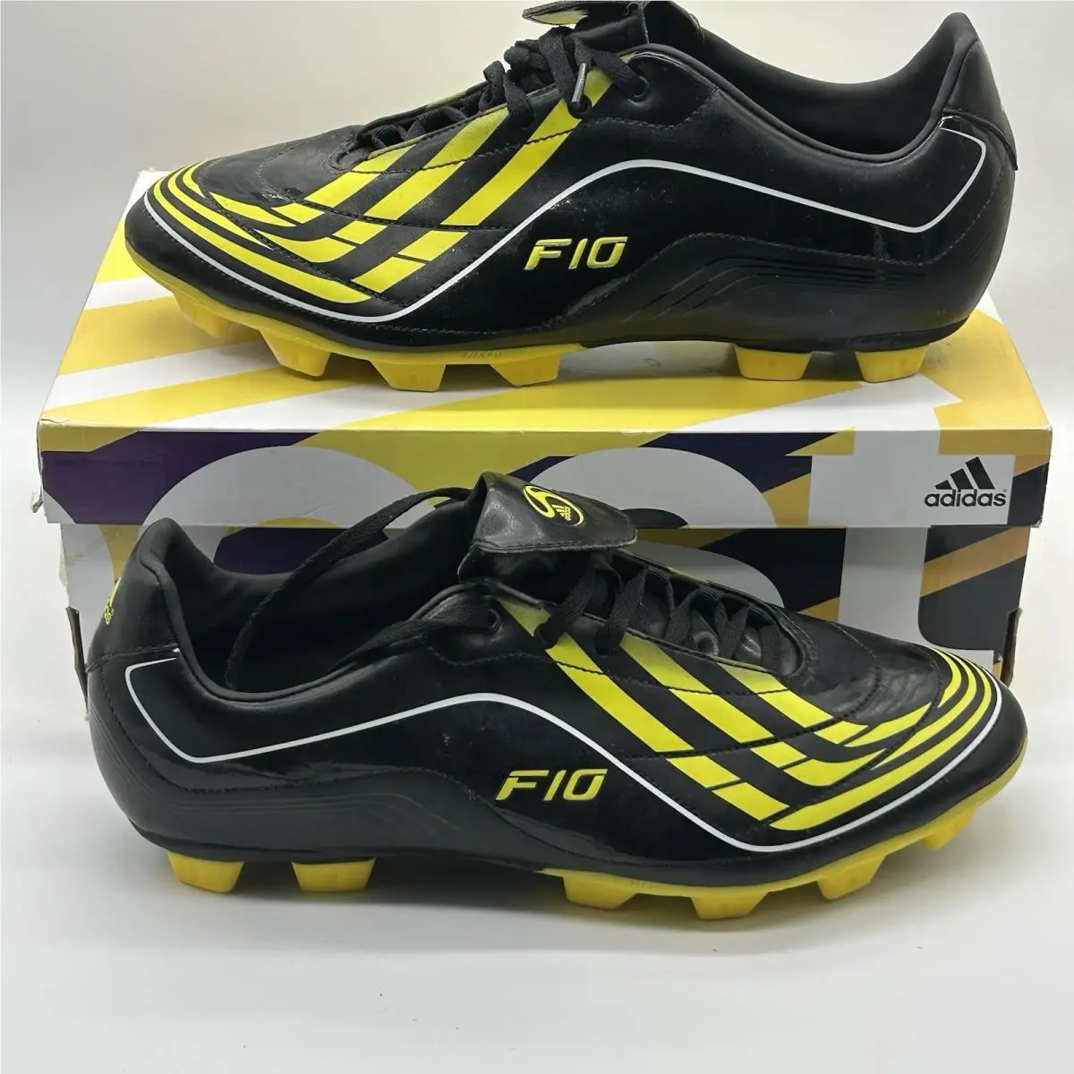 Adidas Mens Leather Cleats Black/yellow SZ 12