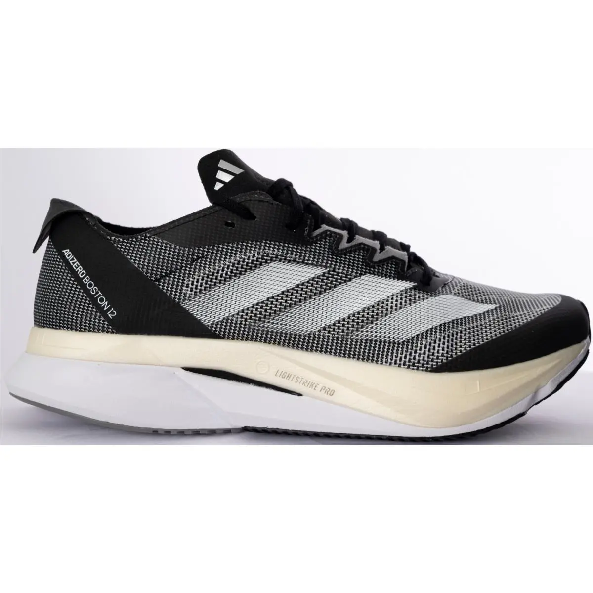 Adizero Boston 12 Running Shoes Men`s Size 9.5 Black White Carbon ID4234 by Adidas