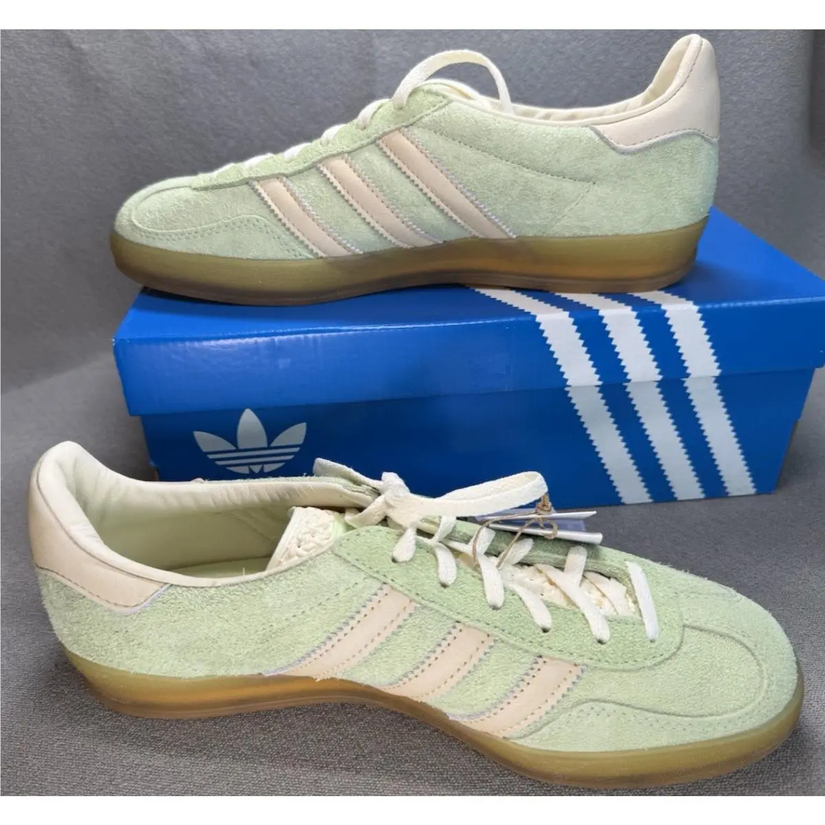 Size 9 - Women`s Adidas Gazelle Indoor Gum Sole Pastel Green