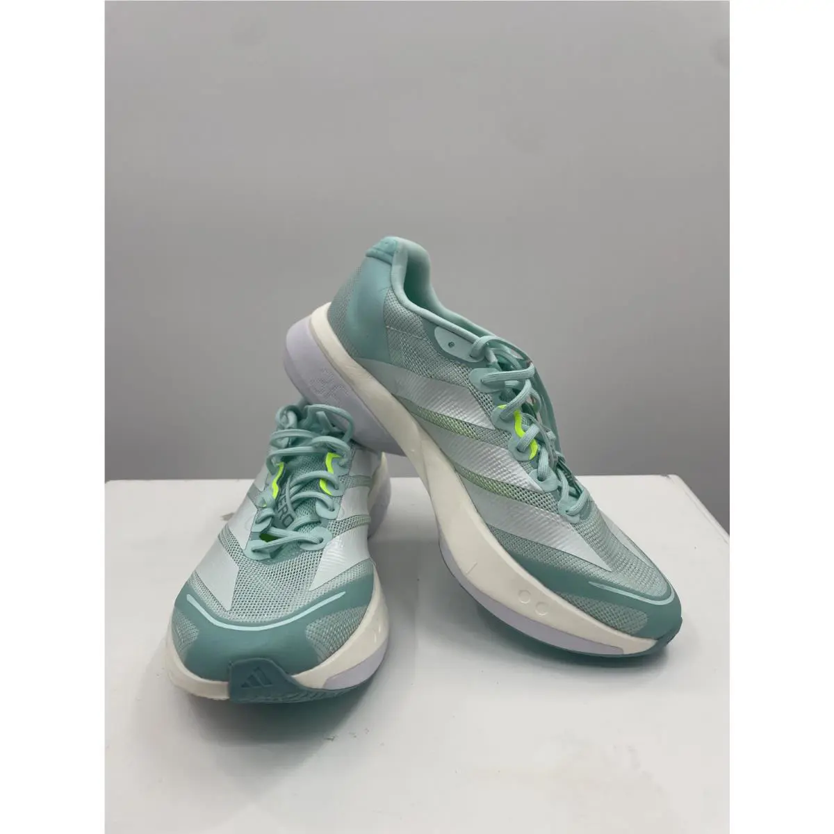 Adidas Adizero Boston 13 Running Sneakers Women 9 Flash Aqua Lace Up Low Top