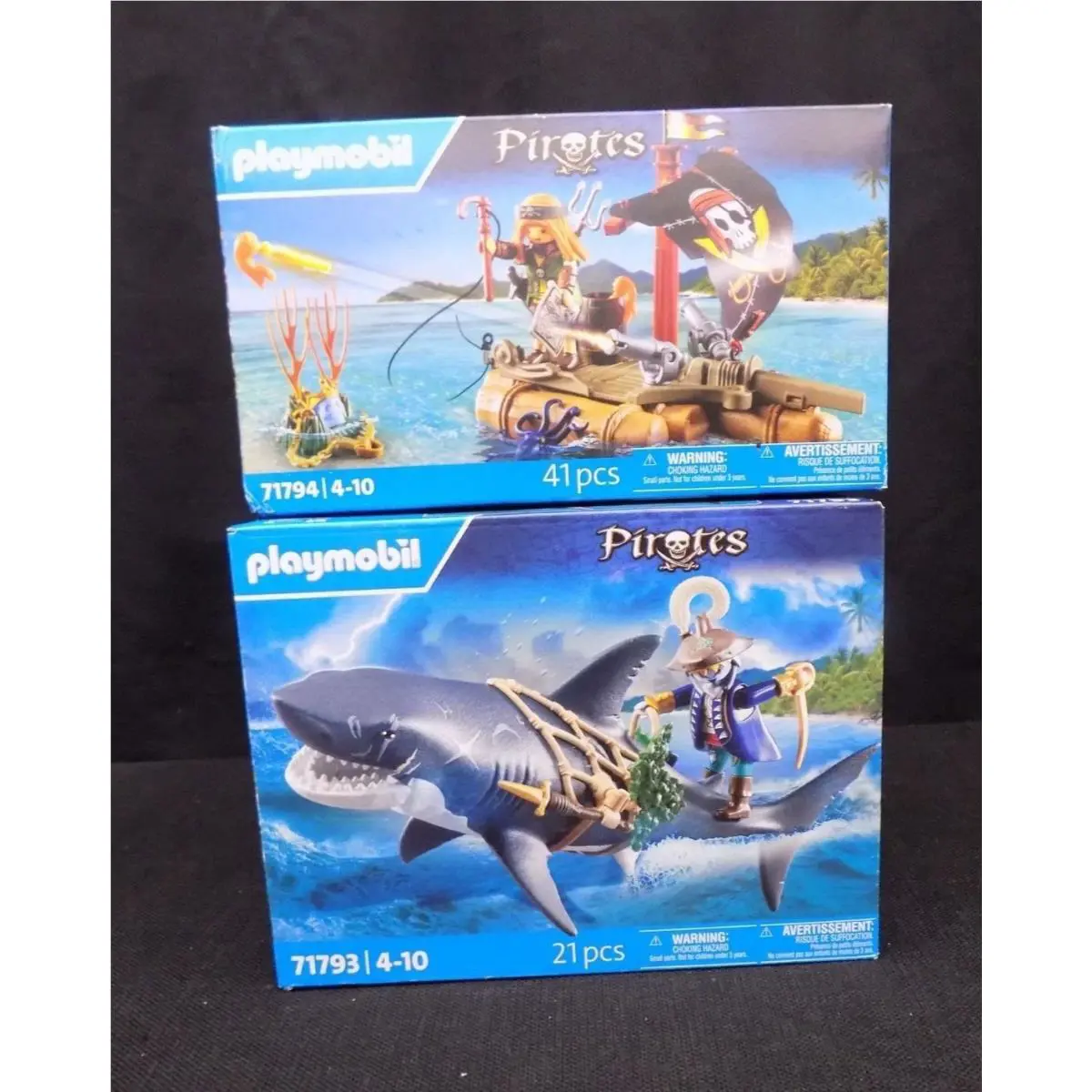 Playmobil Pirates Giant Shark and Raft with Cannon 71793 71794