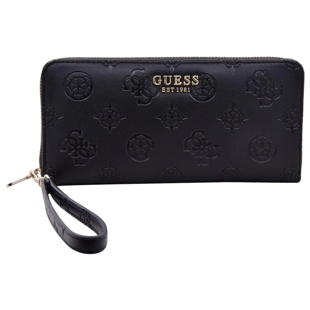 Women`s Laurel-slg Wallet Clutch Large Zip-around Wristlet Black Logo-PD by Guess