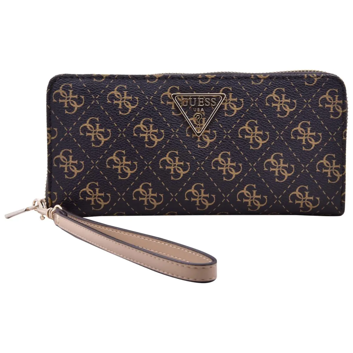 Women`s Laurel-slg Wallet Clutch Large Zip-around Wristlet Brown Logo-QG by Guess