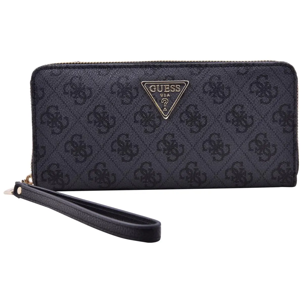 Women`s Laurel-slg Wallet Clutch Large Zip-around Wristlet Coal Logo-SG by Guess