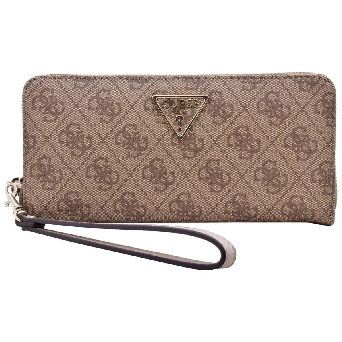 Women`s Laurel-slg Wallet Clutch Large Zip-around Wristlet Latte Logo-SG by Guess