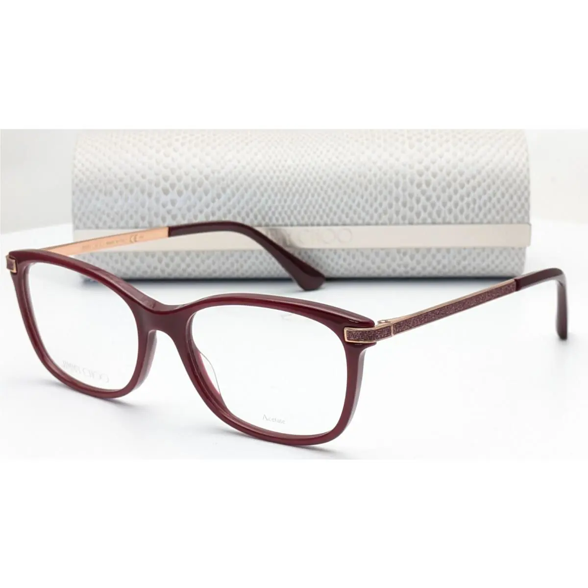 Jimmy Choo JC269 Lhf Burgundy Rectangle Womens Eyeglasses 52mm