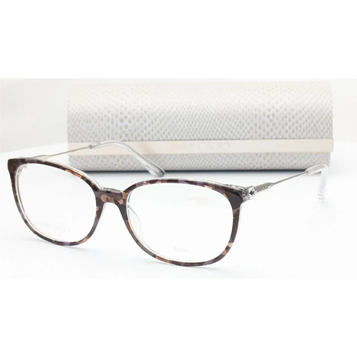 Jimmy Choo JC302 S61 Blue Havana Glitter Rectangle Womens Eyeglasses 55mm