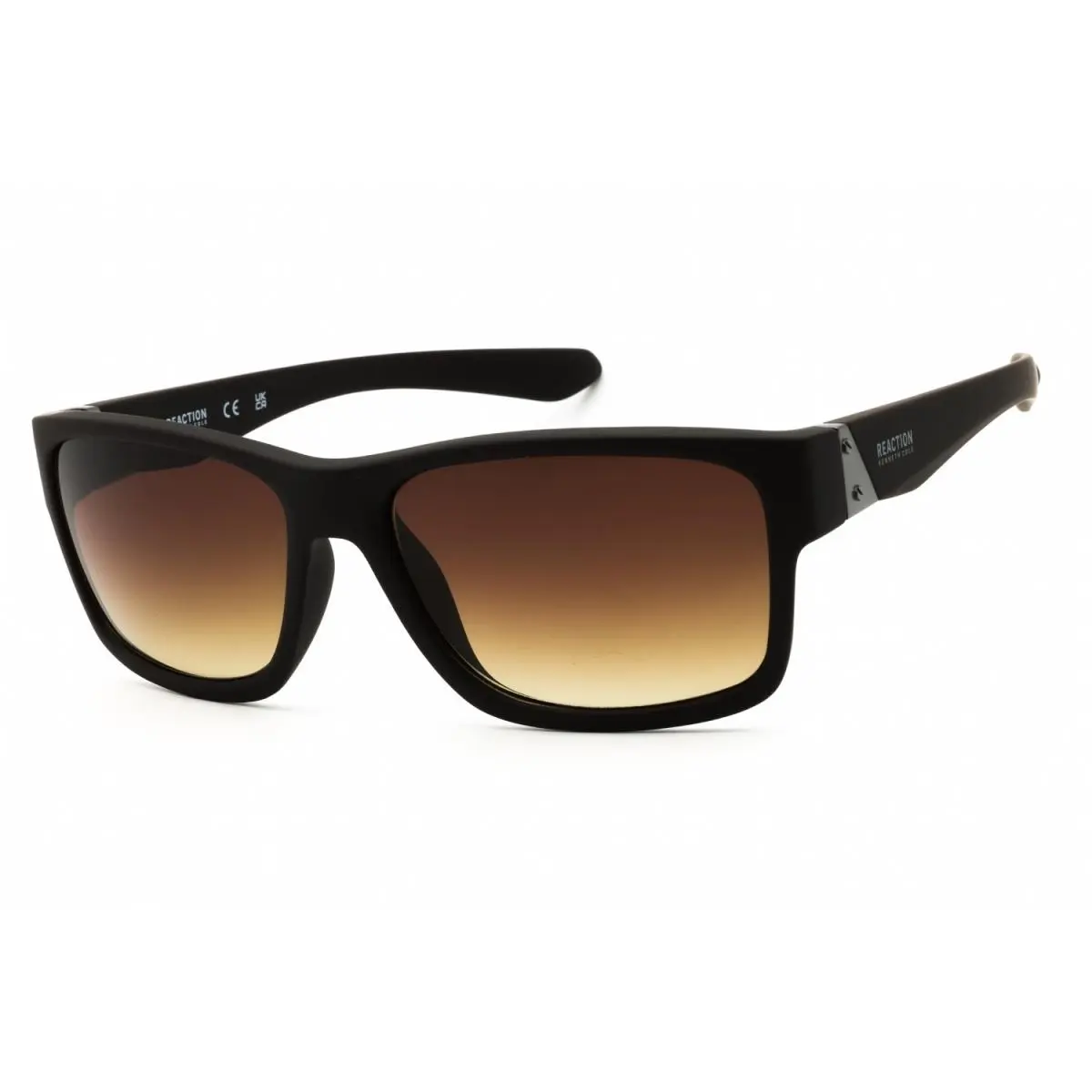 Reaction KC1246 49F­ Square Matte Black/brown Sunglasses Frame by Kenneth Cole