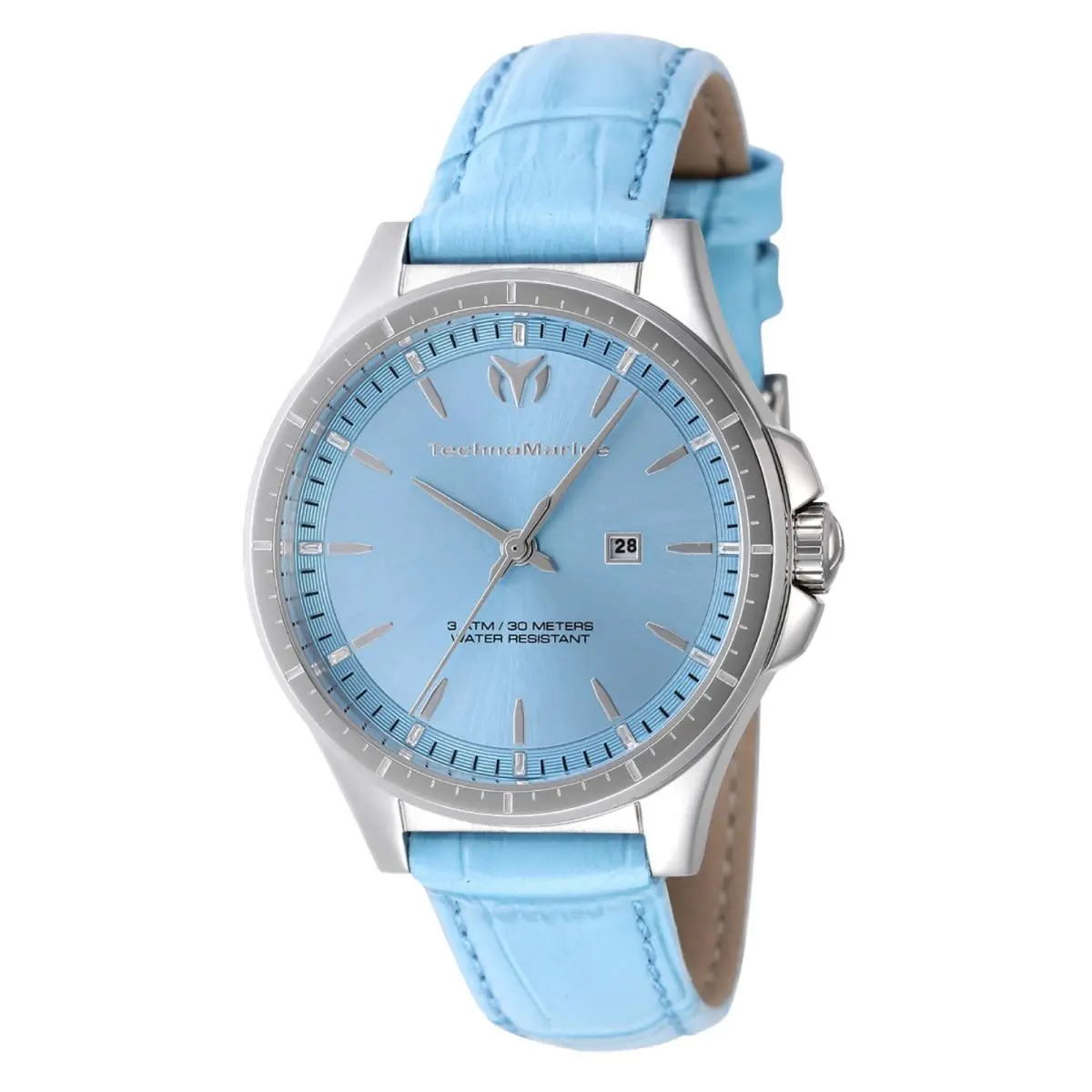 Technomarine Moonsun TM-822042 Ladies 36mm Light Blue Dial Leather Strap by TechnoMarine