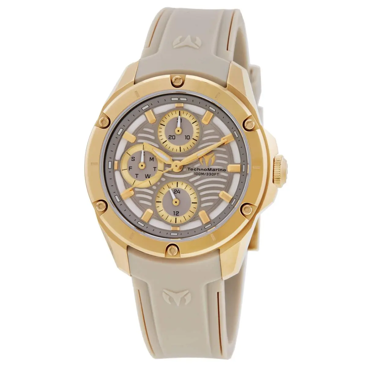 Technomarine Oceanico Quartz Grey Dial Ladies Watch TM-325005 - Dial: Grey, Band: Grey, Bezel: Gold-tone