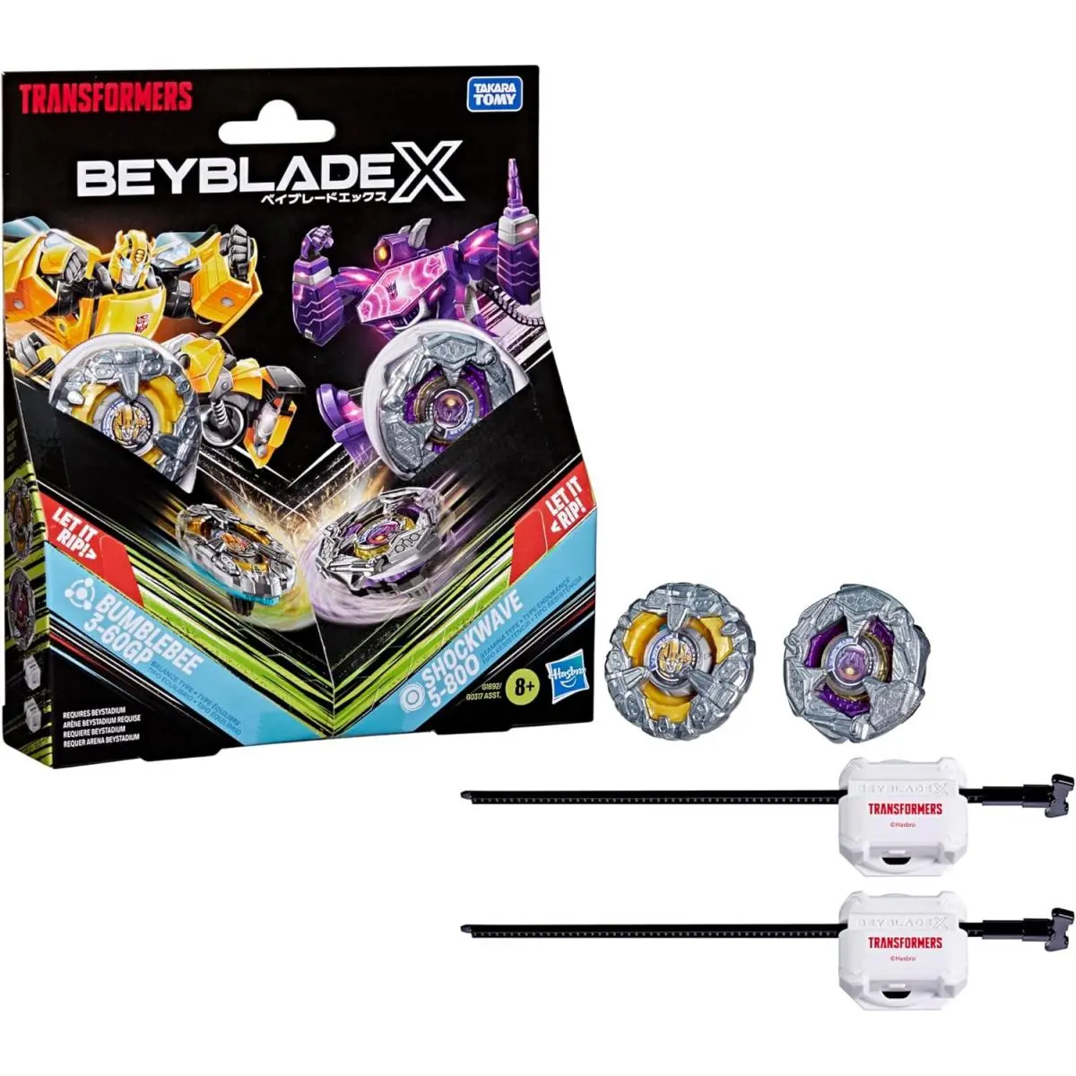 Beyblade X and Transformers Collab Bumblebee 3-60GP Vs. Shockwave 5-80O 2 Taka