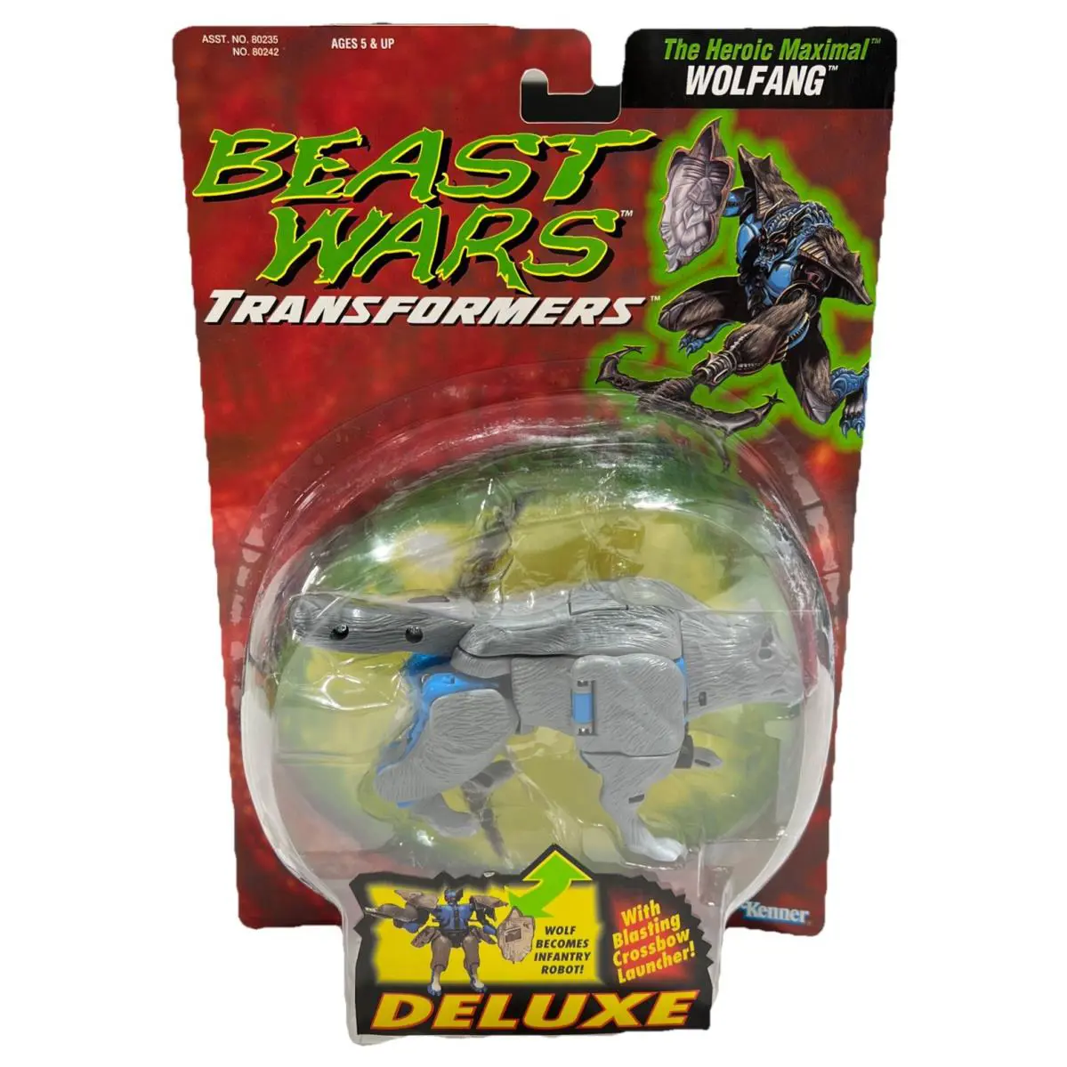 Vtg Transformers Beast Wars Wolfang 1995 Deluxe Class Action Figure Kenner Nip