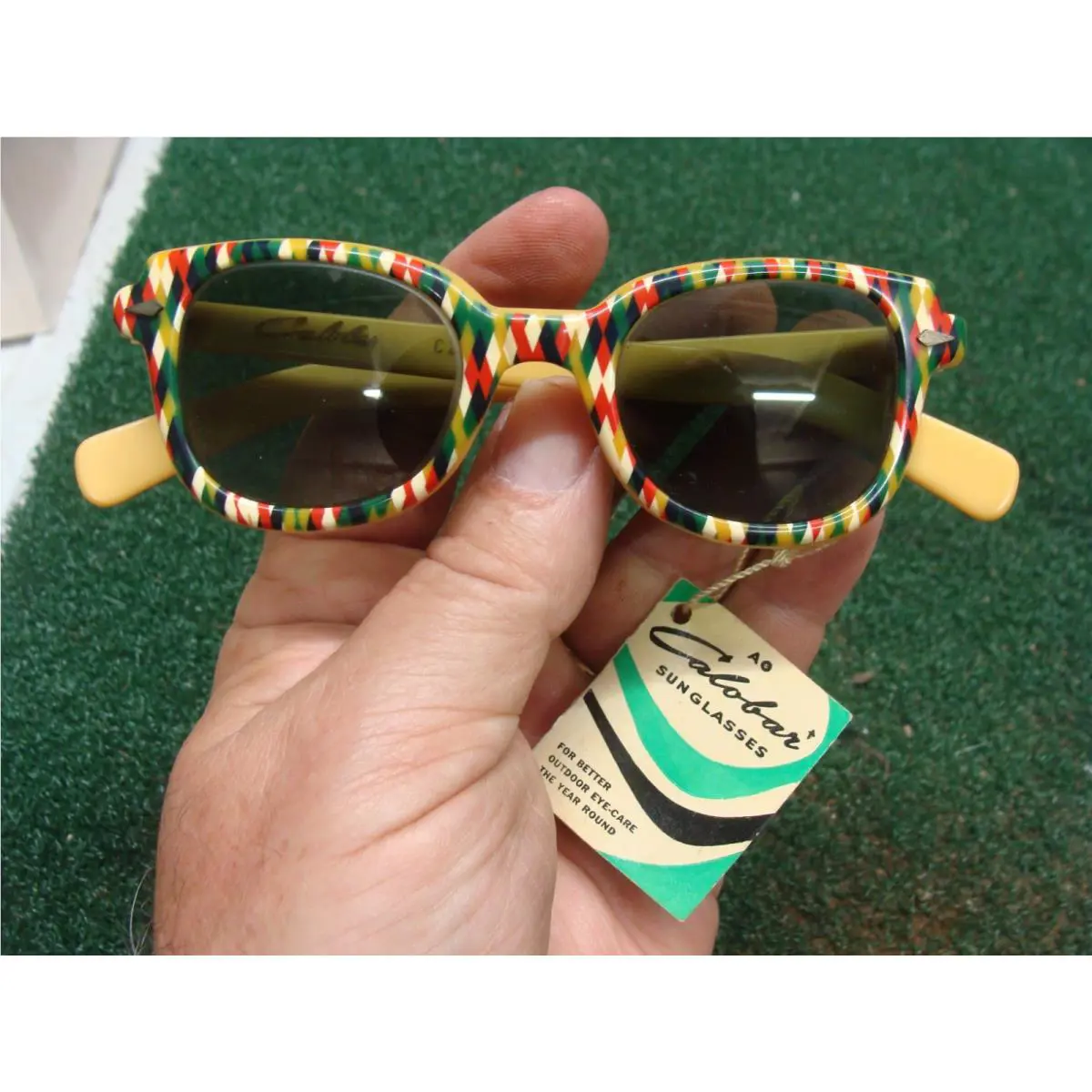 Nos American Optical Calobar Sunglasses Frames C21 Mcm Cat Eye Harned Rim