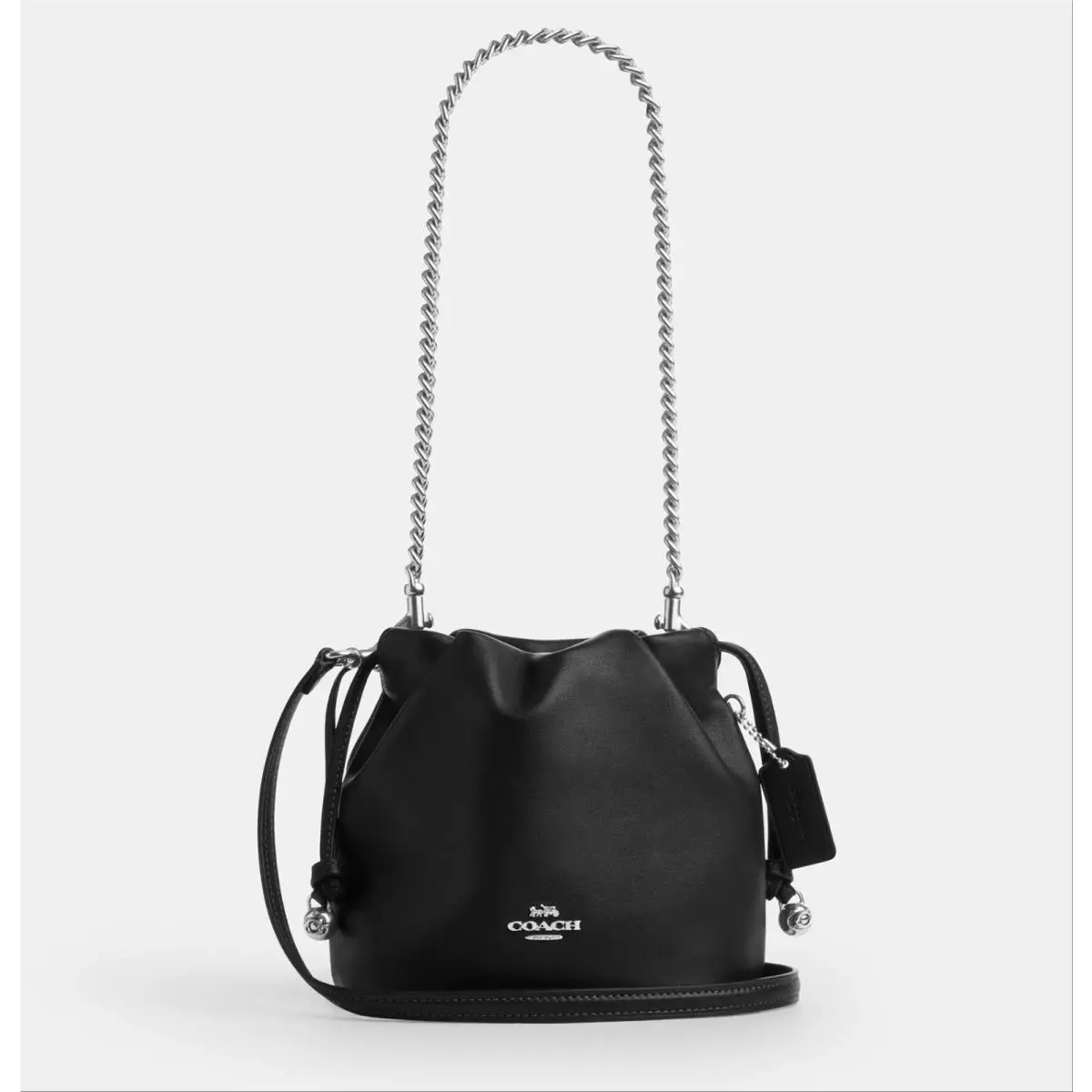 Faye Mini Drawstring Bag with Ruching CDB67/CDB68 CDB67 Silver/Black by Coach