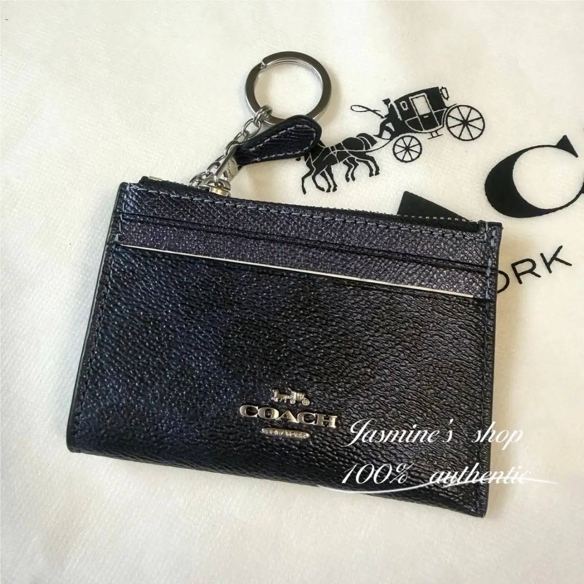 Mini Skinny Id Case In Signature Canvas CCS50 CCS50/blue/ navy by Coach