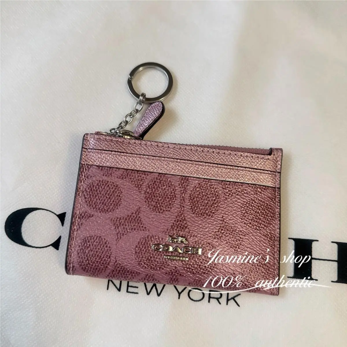 Mini Skinny Id Case In Signature Canvas CCS50 CCS50/pink rose by Coach