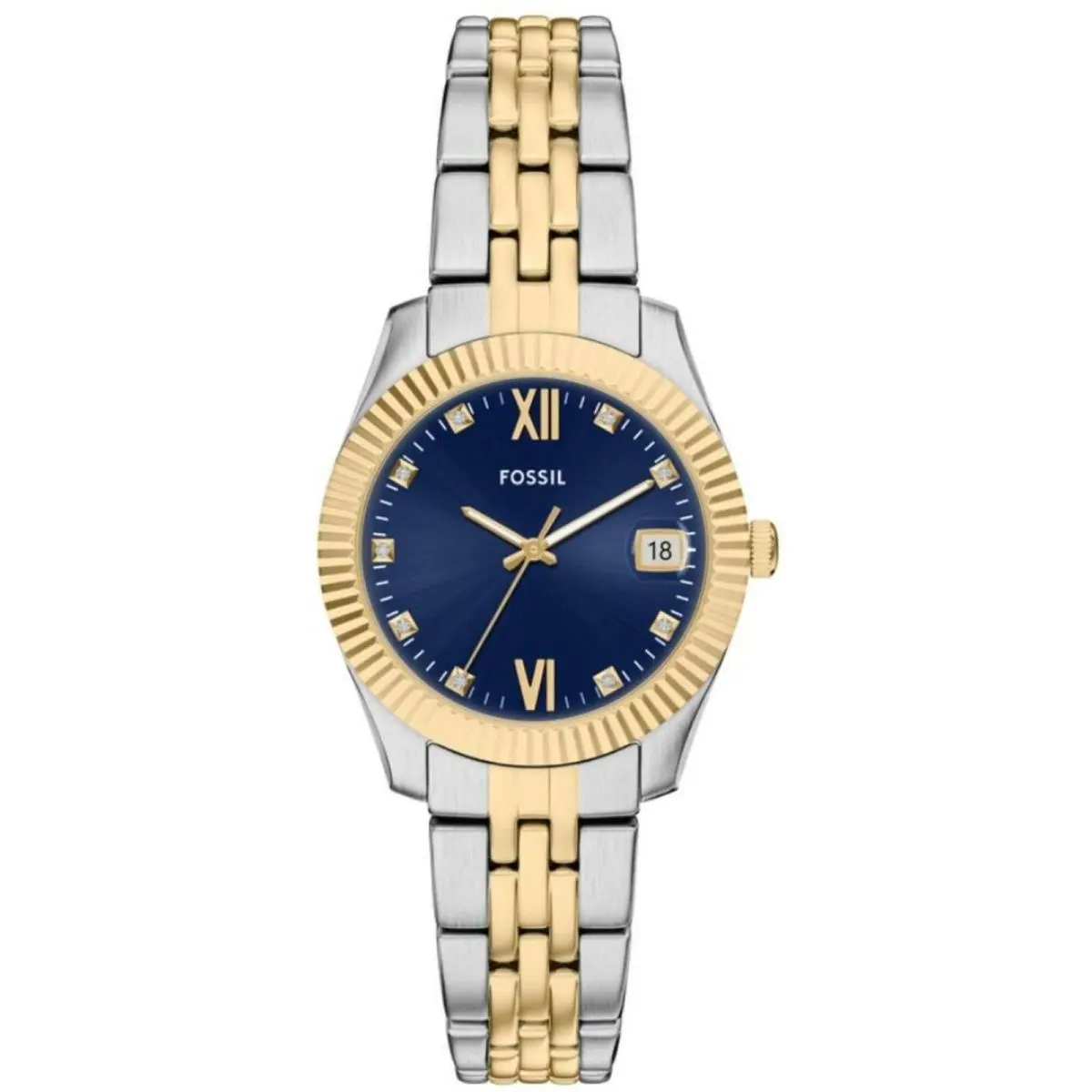 Women`s Watch Scarlette Quartz Blue Dial Two Tone Steel Bracelet ES5443 by Fossil