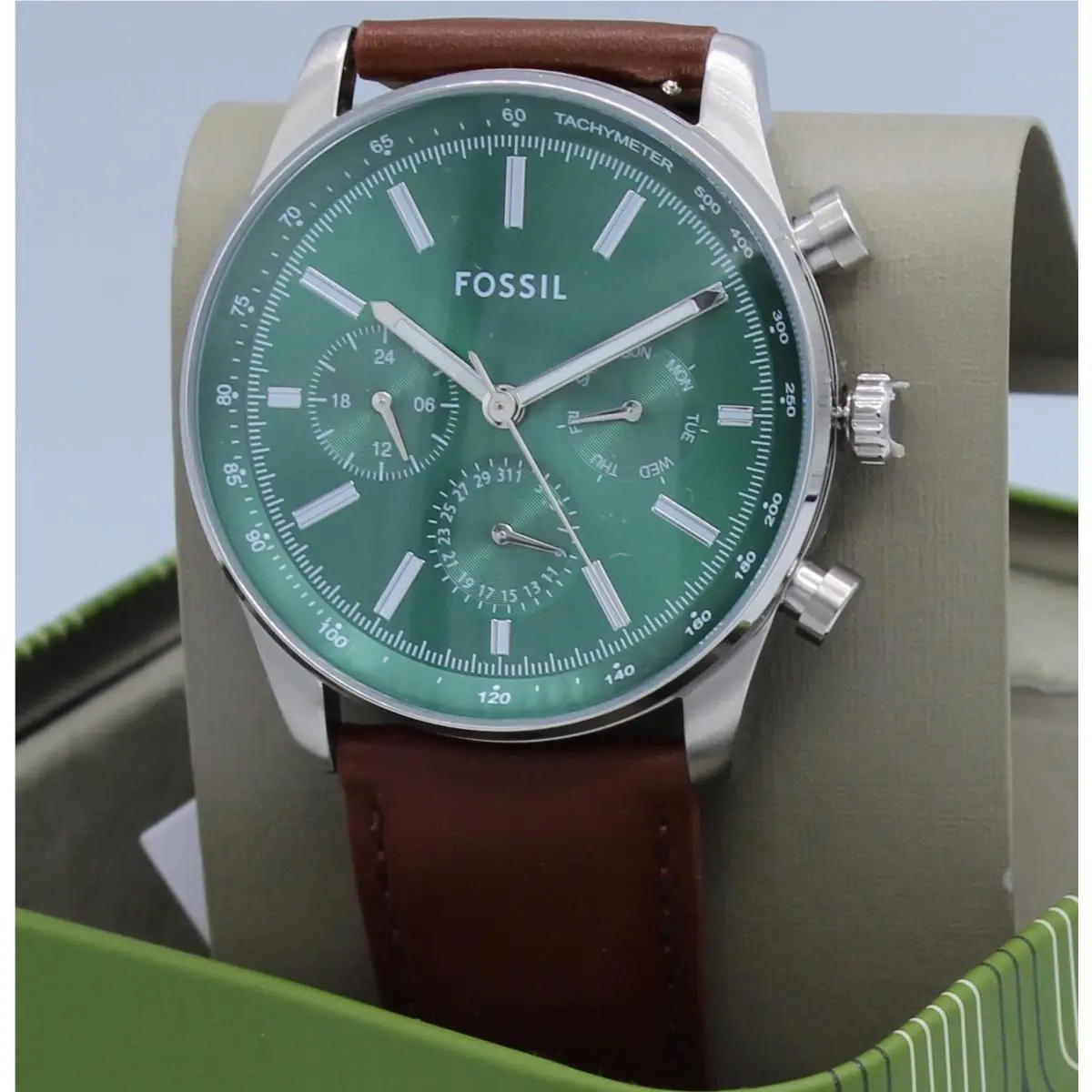 Fossil Sullivan Chronograph Silver Green Brown BQ2858 Men`s Watch