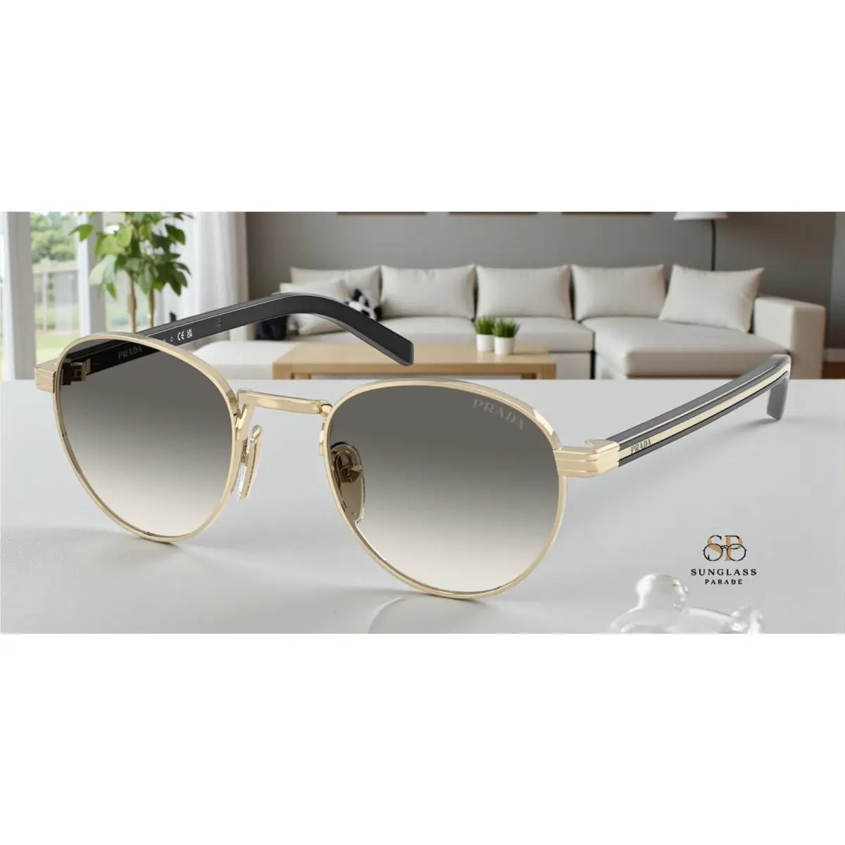 Prada PR B52S ZVN02C Pale Gold Grey Gradient 49 mm Women`s Sunglasses