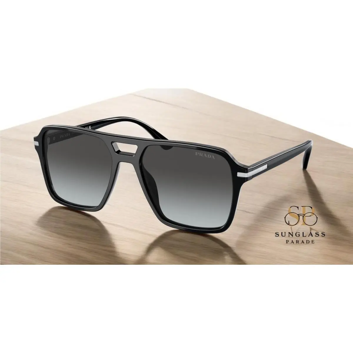 Prada PR 20YS 1AB06T Black Grey 55 mm Men`s Sunglasses