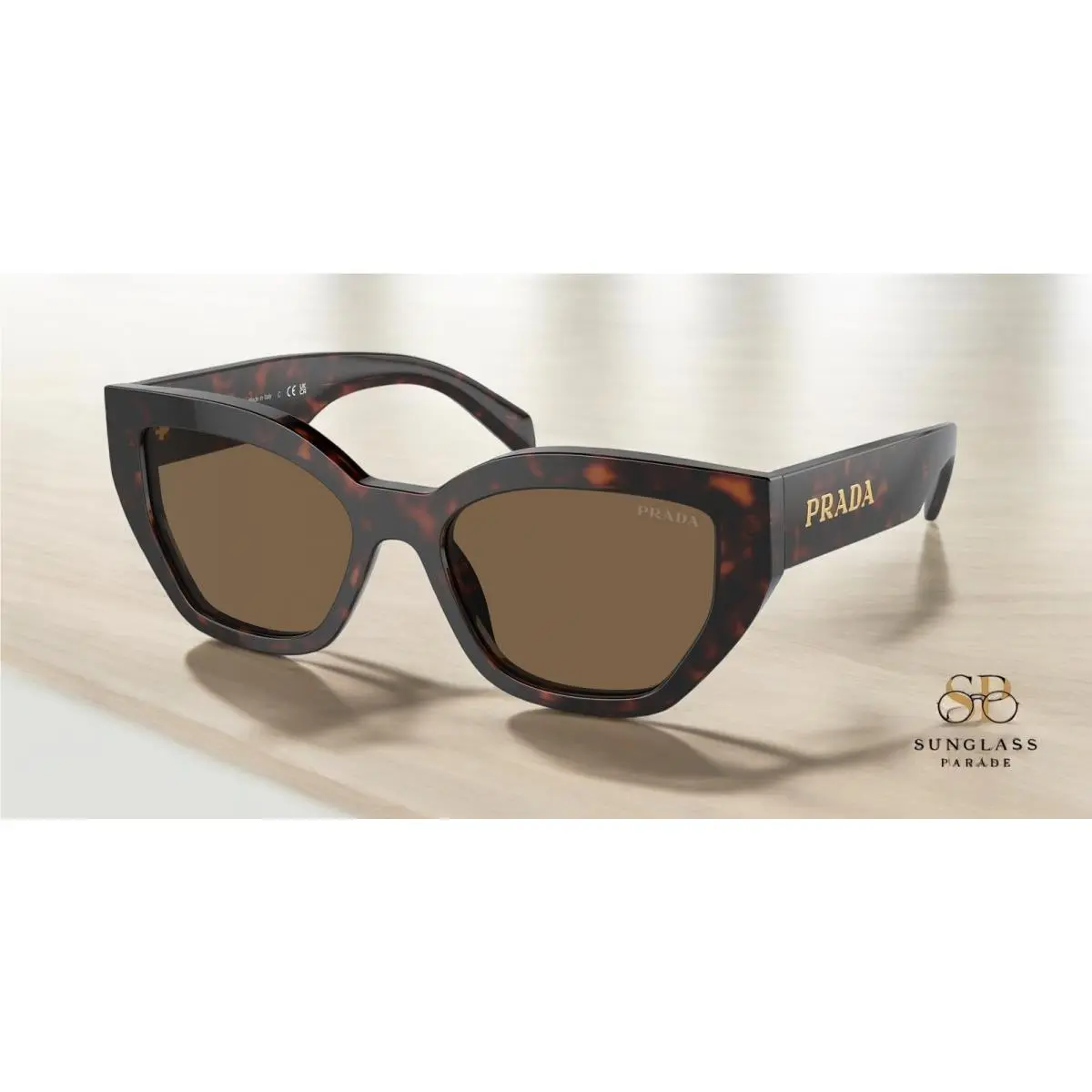 Prada PR A09S 16N5Y1 Briar Tortoise Dark Brown Polarized 53mm Women`s Sunglasses