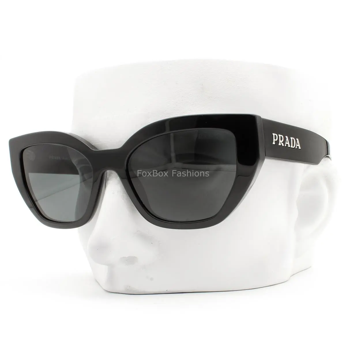 Prada Sunglasses Polished Black Silver Logo Gray Tint Spr A09 1AB-5S0 with Case
