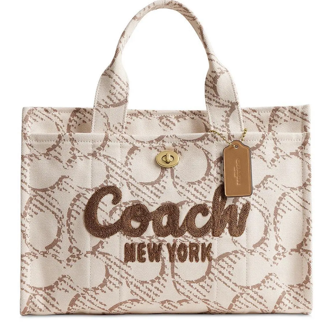 Coach Cargo Medium Canvas Tote Bag in Brass/natural Multi