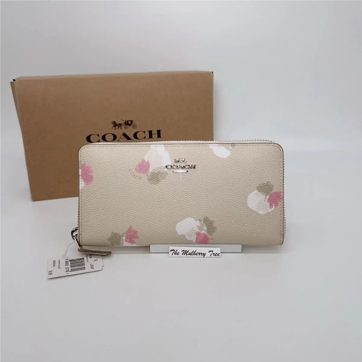 Coach 53794 Floral Print Accordion Zip Around Long Wallet Flower Gift Box