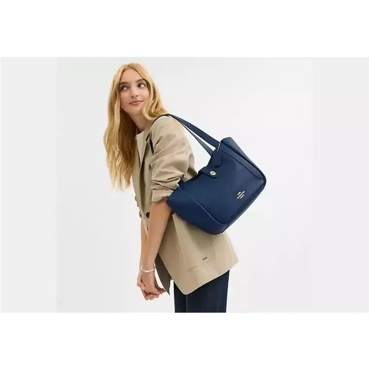 Nwt-coach Pebble Leather Hadley Turnlock Tote/shoulder Bag-dark Blue by Coach